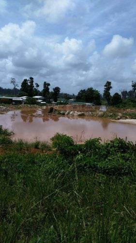 The flooded road in Aranka on Thursday