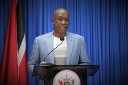 Prime Minister Dr Keith Rowley at yesterday’s press conference.