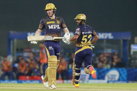 A captain’s knock (47*) from Eoin Morgan and a crucial 41 by Rahul Tripathi guided Kolkata Knight Riders to a five-wicket win over Punjab Kings.