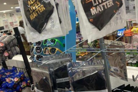 Facemasks bearing the phrase “All lives matter” were put on sale at the Giftland Mall (Published with permission of photographer) 