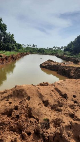 A section of the reef from which sand was removed for the project