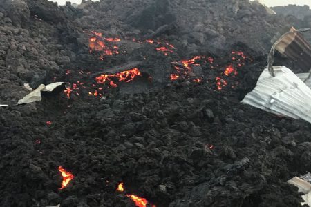 Smouldering lava deposited by the eruption of Mount Nyiragongo volcano is seen near Goma, in the Democratic Republic of Congo May 23, 2021. REUTERS/Djaffar Al Katanty