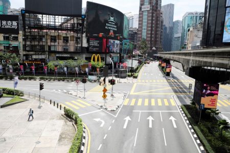 General view of a deserted street during a lockdown due to the coronavirus disease (COVID-19) pandemic, in Kuala Lumpur, Malaysia, May 11, 2021. REUTERS/Lim Huey Teng/File Photo