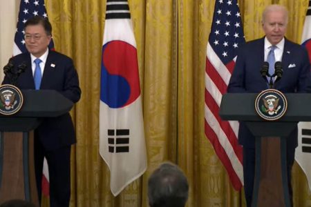US President Joe Biden (right) and South Korean President Moon Jae-in (ANI) .. 