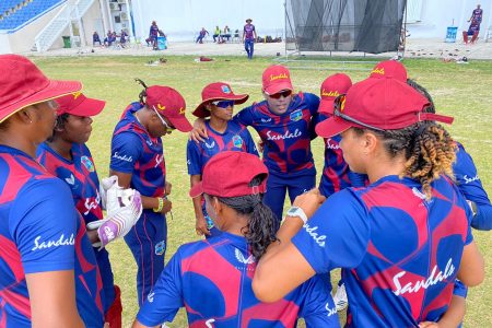 Some members of the West Indies women’s team during Saturday’s practice match.