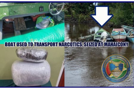 The boat and narcotics which were found (CANU photo composite) 