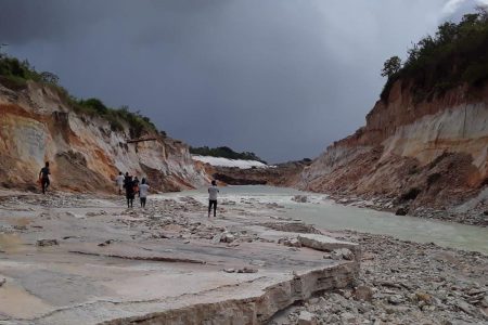 Residents of Three Friends and Maria Elizabeth follow the water trail to find the source of the breach which devastated their communities on Thursday 