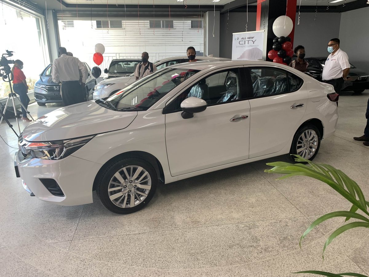 The new 2021 Honda City at the Marics showroom during Friday’s launch