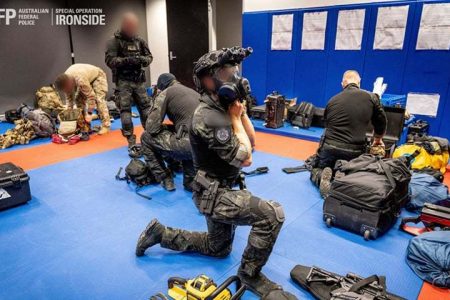 Australian Federal Police are seen during its Operation Ironside against organised crime in this undated handout photo released June 8, 2021. — Reuters