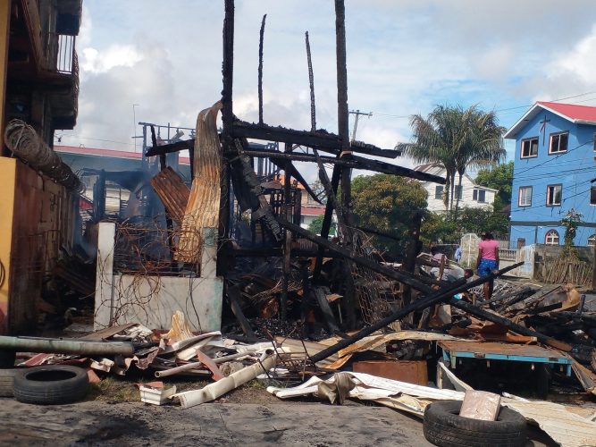 The aftermath of the fire that destroyed the vulcanizing shop at D’Urban and George streets, Werk-en-Rust.