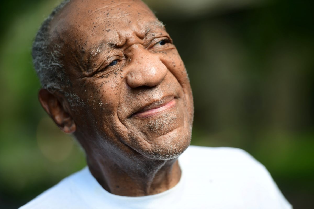Bill Cosby looks on outside his house after Pennsylvania’s highest court overturned his sexual assault conviction and ordered him released from prison immediately, in Elkins Park, Pennsylvania, U.S. June 30, 2021. REUTERS/Rachel Wisniewski