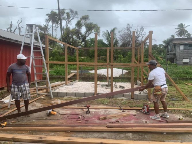 During the construction of the shade house (Rotary Club photo)