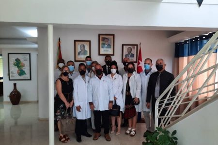 In the photograph are some of the Group Members with Dr. Maria Caridad (left), Ambassador Majeed (centre with suit and glasses) and Professor. Gerardo Machado (right).
