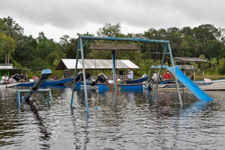 A flooded playground in the Upper Demerara (DPI photo)