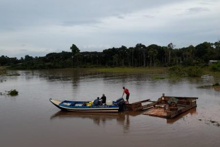 Navigating the floodwater: Villagers of Yakishuru in Region One (Barima-Waini) amid the heavy flooding that has occurred in the area.