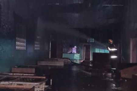 The interior of the chalet damaged by fire