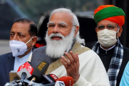 Indian Prime Minister Narendra Modi has urged the public to get vaccinated and adhere to social distancing rules.PHOTO: REUTERS