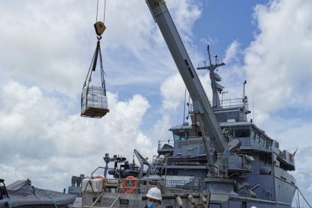 The supplies being loaded