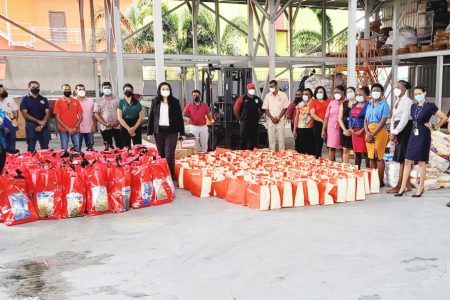 Hampers prepared by MoHSSS staff and members of AmCham