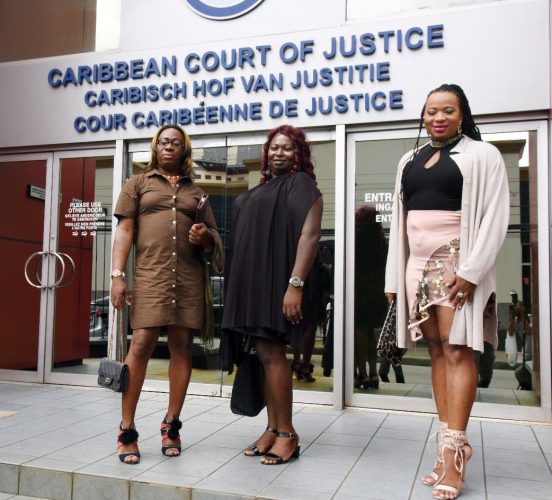 From left are Angel Clarke, Gulliver and Peaches Fraser outside of the CCJ’s headquarters 