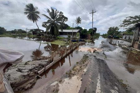 A flooded section of Wash Clothes, Mahaicony