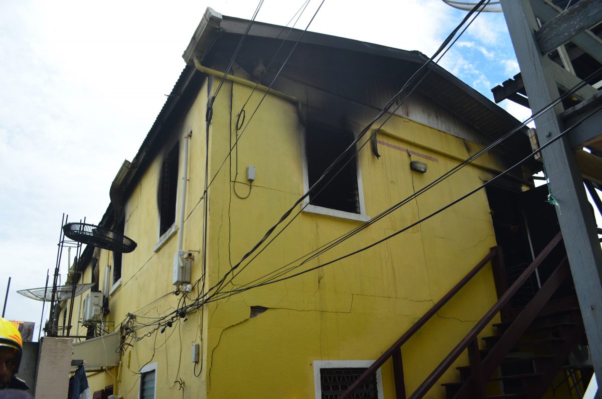 The remains of the apartment building after the fire (Stabroek News file photo) 