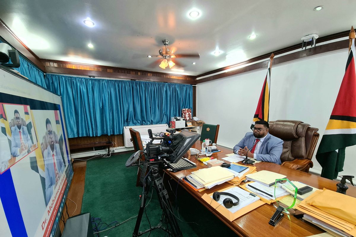 President Irfaan Ali delivering his address to the forum (Office of the President photo)