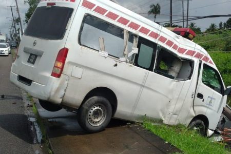 The ambulance after crashing 