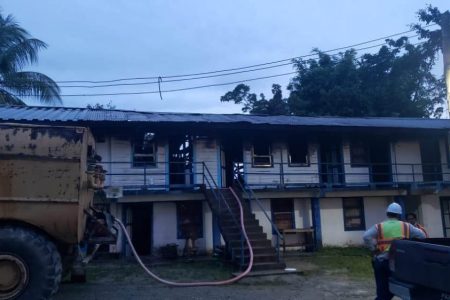 The exterior of the gutted BK Quarries Inc apartment complex