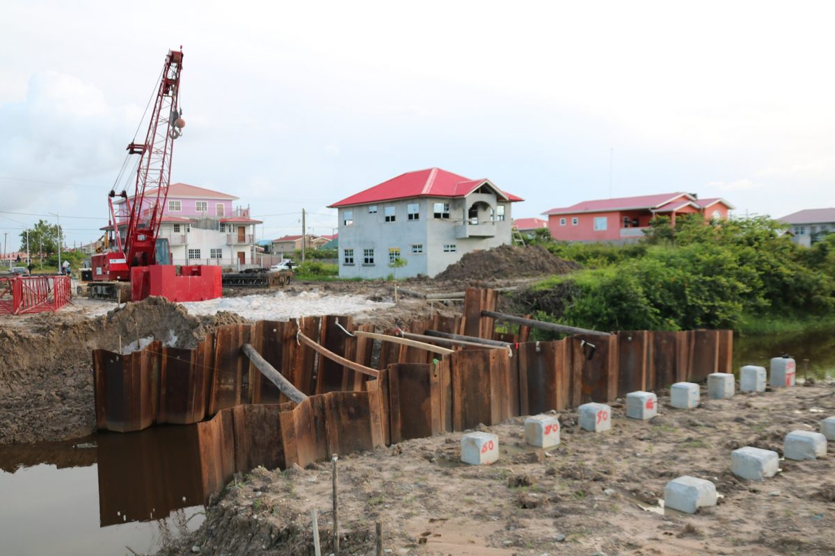 The site of the new bridge which will join the Great Diamond-Herstelling Road to the Mocha Arcadia Main Access Road. (Ministry of Housing and Water photo)