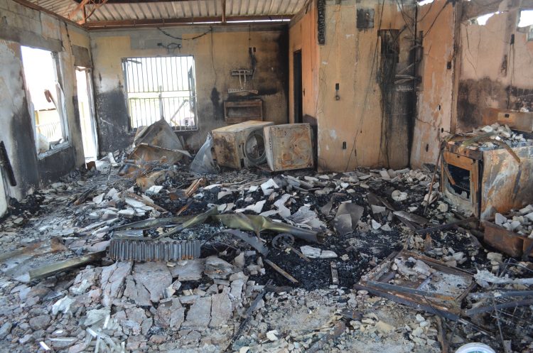 The destroyed fourth floor of Elegance Jewellery and Pawn Shop after the fire (Photo by Orlando Charles)