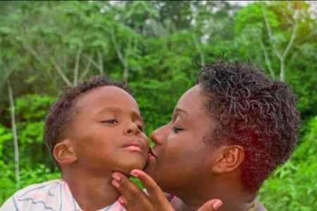 Keenan Prince and her son Dante Telemaque share a special moment