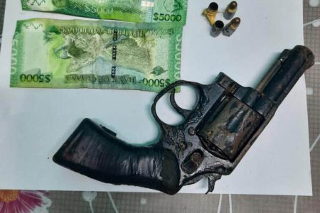The stolen cash along with the gun and ammunition used in the robbery