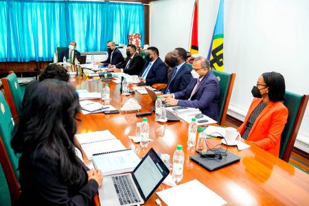 President Irfaan Ali and his team yesterday (Office of the President photo)