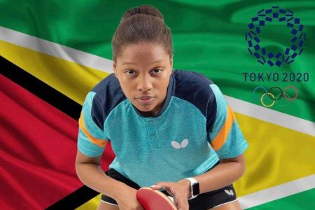Guyana’s Chelsea Edghill won her first round match in the women’s singles of the postponed 2020 Tokyo Olympic Games in Japan last night. (Photo courtesy Facebook)
