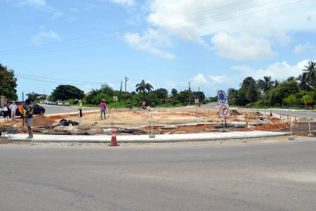 Taking shape: The roundabout at the junction of Sheriff Street and the East Coast Railway Embankment. This Orlando Charles photo was taken yesterday.