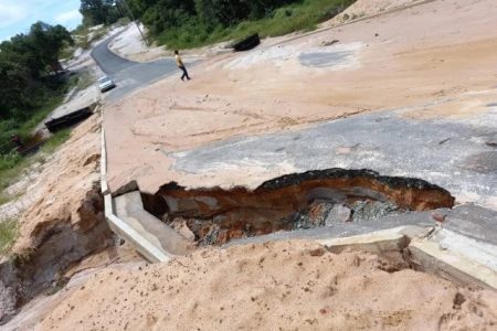 The eroded section of the road (DPI photo)
