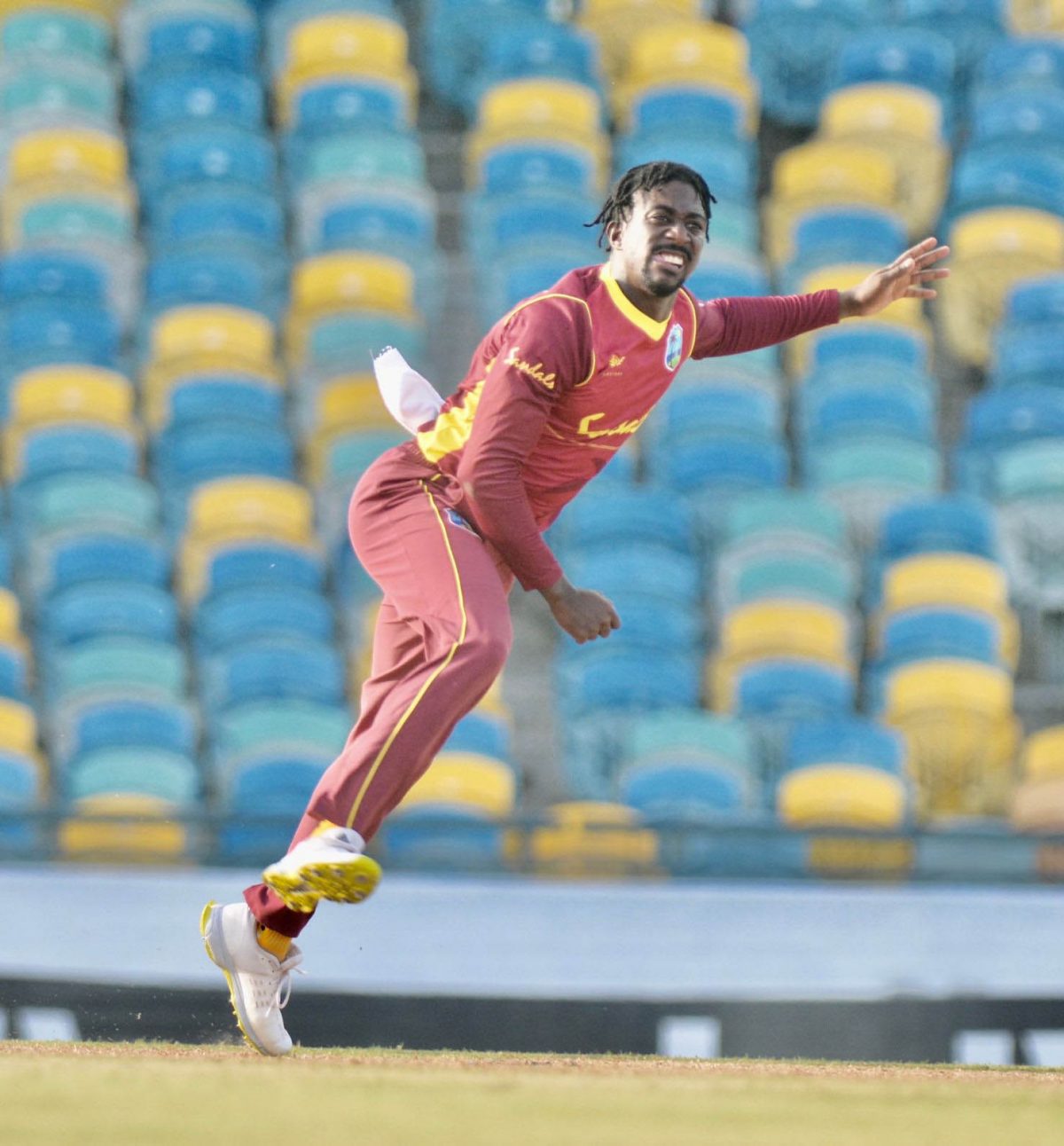 Leg spinner Hayden Walsh Jnr., took his maiden five wicket haul (5-39) Tuesday night but the team crashed to a 133-run defeat nonetheless.
