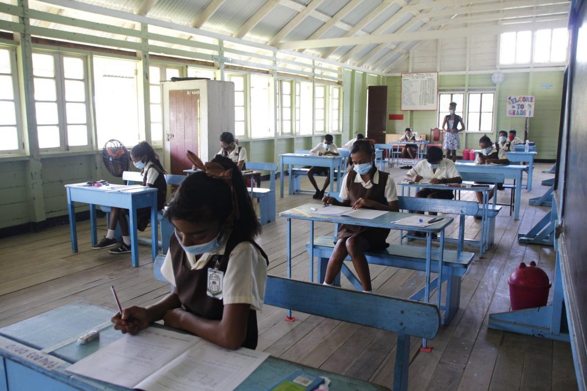 Grade Six students writing the national exams last year (Ministry of Education photo)