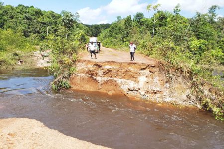 The area where the culverts were washed away at Mile 42