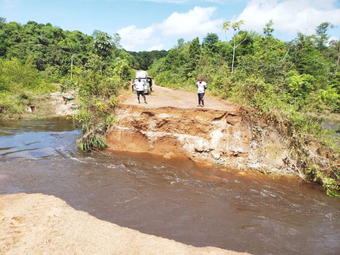 The area where the culverts were washed away at Mile 42