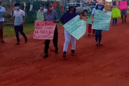 Protesters yesterday in Region Nine 