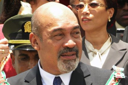 Desi Bouterse at a military parade following his inauguration as President of the Republic of Suriname, August 12, 2010 - Source: Pieter van Maele at Wikimedia Commons 