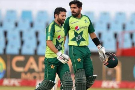 Babar Azam (right) and Mohammad Rizwan will be the dangermen in Pakistan’s batting order.

