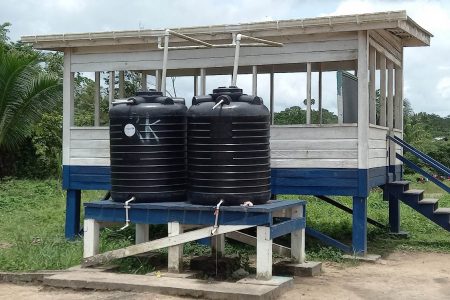 The rain water harvesting station erected by UNICEF
