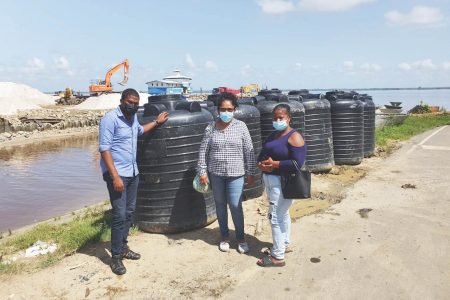 The water tanks that were handed over (GWI photo)
