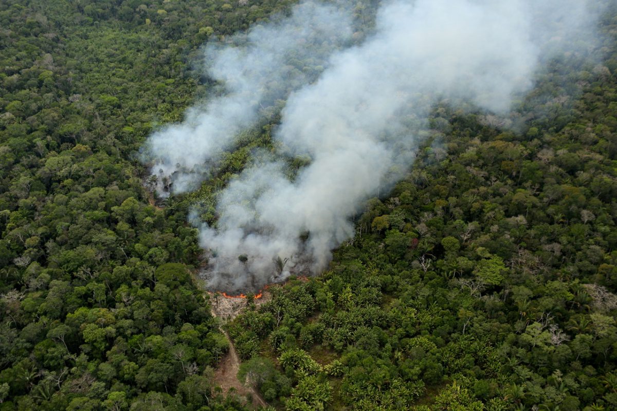 FILE PHOTO: An aerial view shows a fire in an area of the Amazon rainforest near Porto Velho, Rondonia State, Brazil, September 10, 2019. REUTERS/Bruno Kelly     TPX IMAGES OF THE DAY/File Photo