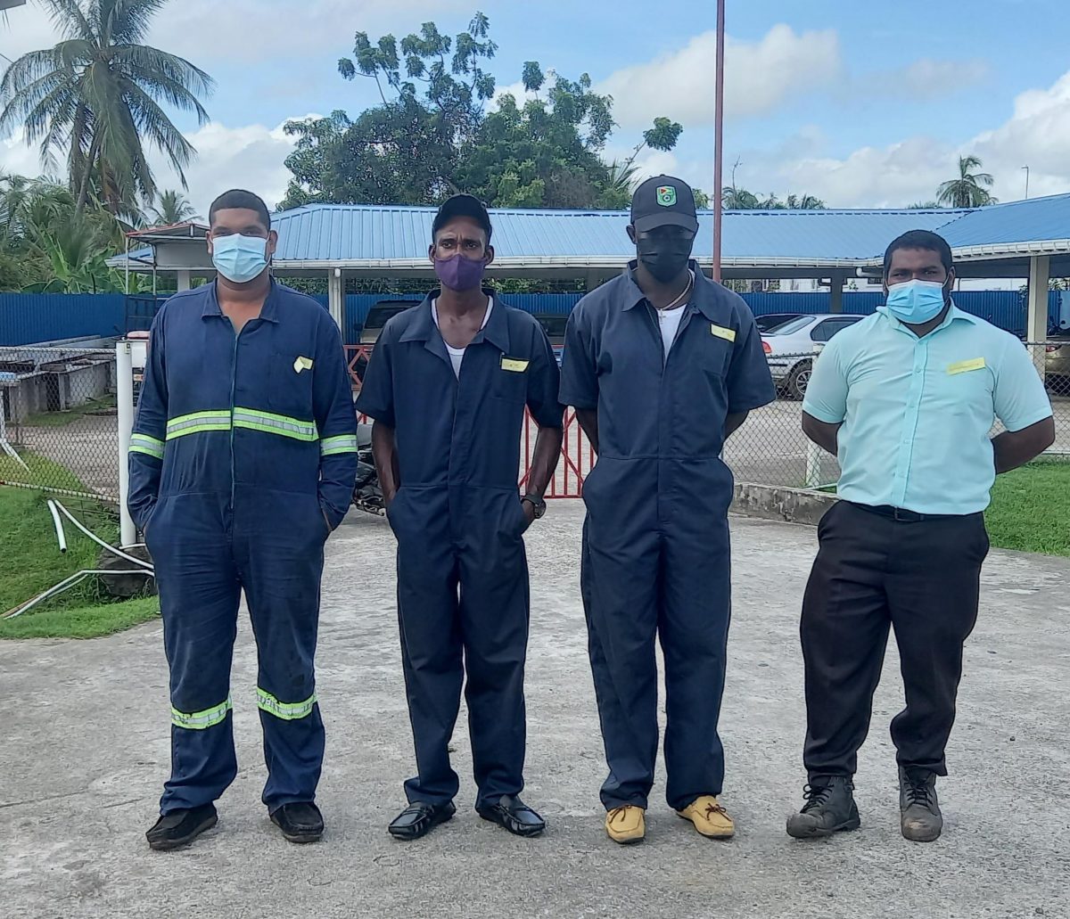 Some of the workers who have been forced to wear casual shoes to perform their duties after the BBCI management refused to replace their damaged safety boots
