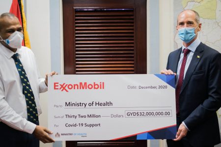 Creating deeper onshore footprint: ExxonMobil’s Alistair Routledge and Health Minister Frank Anthony