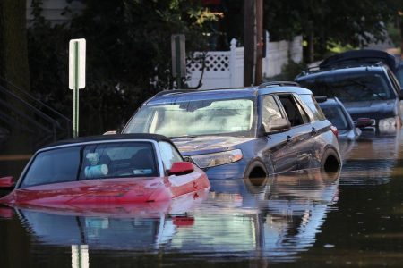 Flooded cars are pictured after the remnants of Tropical Storm Ida brought drenching rain, flash floods and tornadoes to parts of the northeast in Mamaroneck, New York, U.S., September 2, 2021. REUTERS/Mike Segar